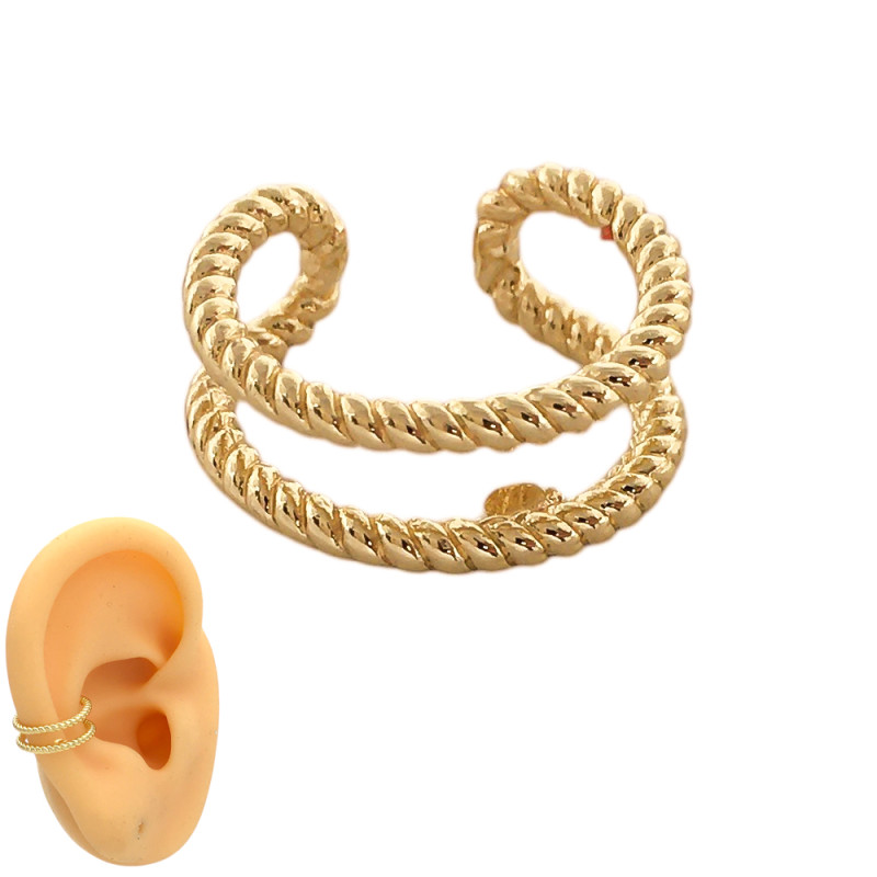 DORADO DOBLE LINEA MATRIZADA UNIDAD SOLITARIO CUFF BIDU ARO