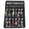BLISTER x12 BOLITAS DIJES C/ STRASS Y CUBIC SURTIDOS OMBLIGO CURVO EXTREMOS DISTINTO TAMAÑO PIERCING