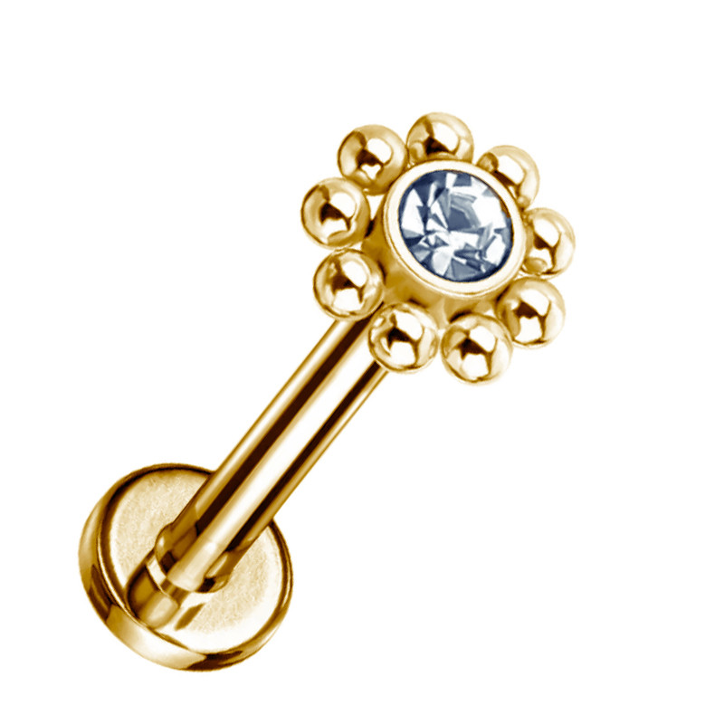 DORADO UNIDAD FLOR MENTON C/ CUBIC PIERCING