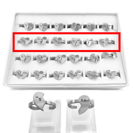 CURVA X6 UNIDADES DOBLES TE AMO DIVISIBLE COMPARTIR (TALLES 17-18-18-19-19-20) ANILLO