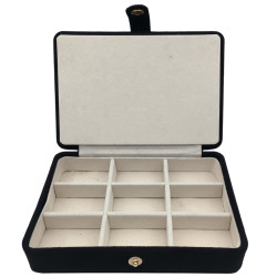 NEGRO ALHAJERO SANDWICH 2 NIVELES 16*11*7CM FORRADO TIPO GAMUZA