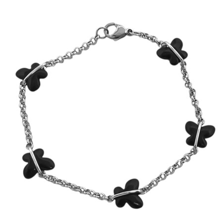 NEGRAS SEIS MARIPOSAS 18.5CM PULSERA