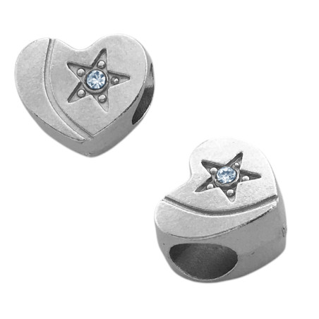 UNIDAD CHARM CORAZON C/ ESTRELLA Y STRASS PASANTE DIJE