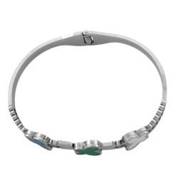 PREMIUM ESCLAVA MARIPOSA TRES MARIPOSAS AZUL BLANCO TIPO NACAR Y VERDE TIPO MALAQUITA PULSERA
