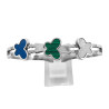 PREMIUM ESCLAVA MARIPOSA TRES MARIPOSAS AZUL BLANCO TIPO NACAR Y VERDE TIPO MALAQUITA PULSERA