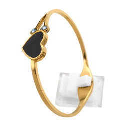 DORADO PREMIUM ESCLAVA CORAZON NEGRO Y DOS CUBIC PULSERA