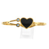 DORADO PREMIUM ESCLAVA CORAZON NEGRO Y DOS CUBIC PULSERA