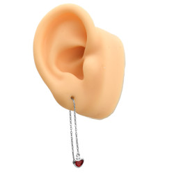 CORAZON ROJO CRISTAL PAR ARO AGUJA ARO