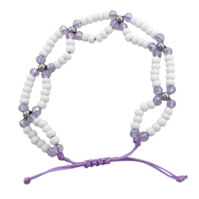LILA FLORES Y MOSTACILLAS PULSERA