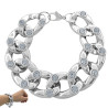21MM-19.5CM C/ DOS STRAS POR ESLABON LIVIANA GROUMET PLANA SUPER ANCHA FANTASIA FINA PULSERA
