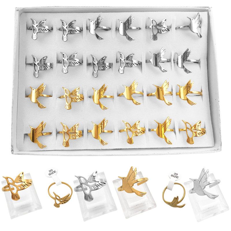 CAJA x24 COLIBRI PICAFLOR DOS COLORES Y DOS MODELOS SURTIDOS ANILLO