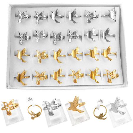 CAJA x24 COLIBRI PICAFLOR DOS COLORES Y DOS MODELOS SURTIDOS ANILLO