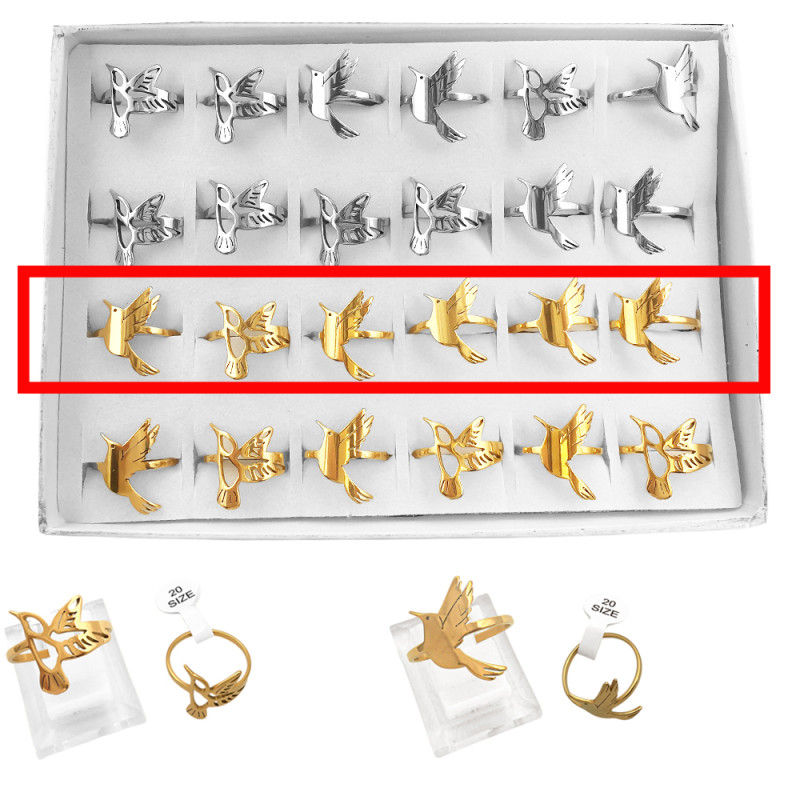 DORADO CURVA X6 UNIDADES COLIBRI PICAFLOR DOS MODELOS SURTIDOS ANILLO