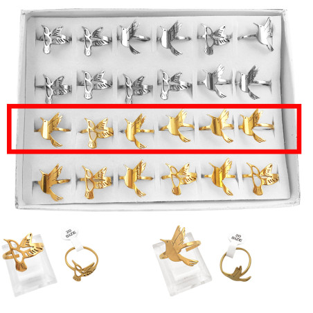 DORADO CURVA X6 UNIDADES COLIBRI PICAFLOR DOS MODELOS SURTIDOS ANILLO