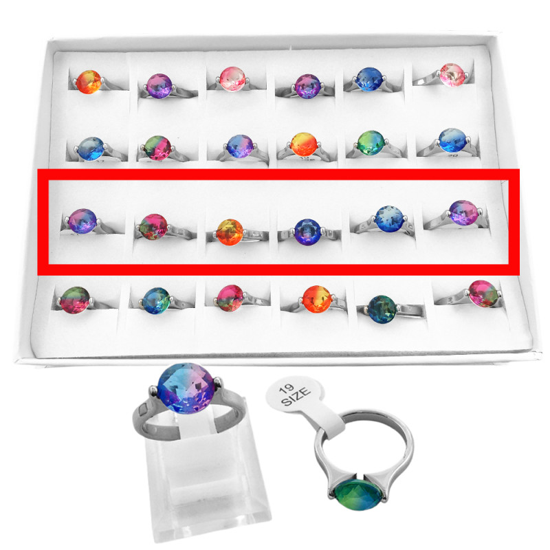 CURVA X6 UNIDADES DISCOS FACETADOS DE COLORES SURTIDOS ANILLO