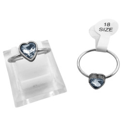 CAJA x24 CORAZON CRISTAL FACETADO EN BASE FLEJE REDONDO ANILLO