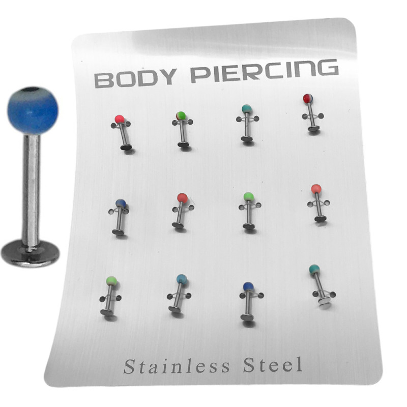BLISTER x12 MENTON BOLITA DE COLORES SURTIDOS PIERCING