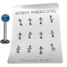 BLISTER x12 MENTON BOLITA DE COLORES SURTIDOS PIERCING