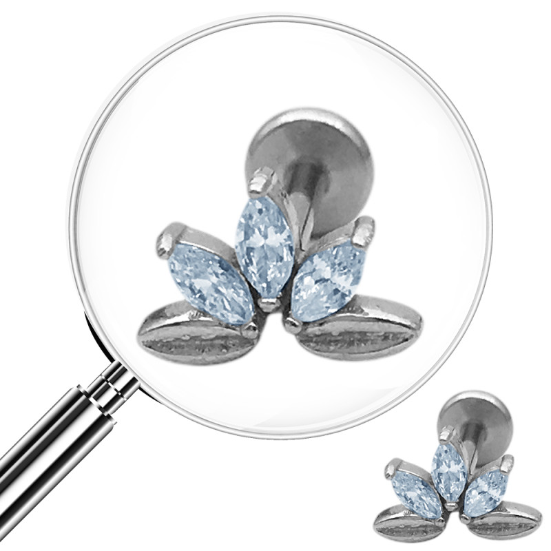 UNIDAD FLOR CINCO PETALOS TRES C/ CUBIC MENTON PIERCING