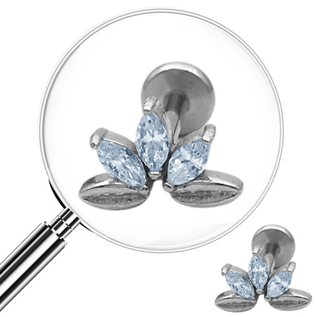 UNIDAD FLOR CINCO PETALOS TRES C/ CUBIC MENTON PIERCING