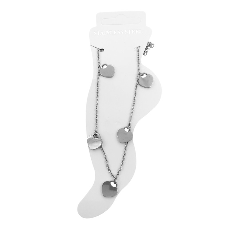 SIMPLE CADENA CINCO CORAZONES 24+3CM TOBILLERA