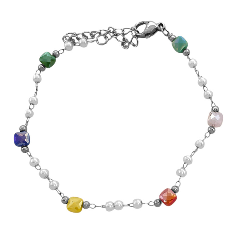 PERLAS Y CUBITOS DE COLORES SURTIDOS 17.5+3CM PULSERA