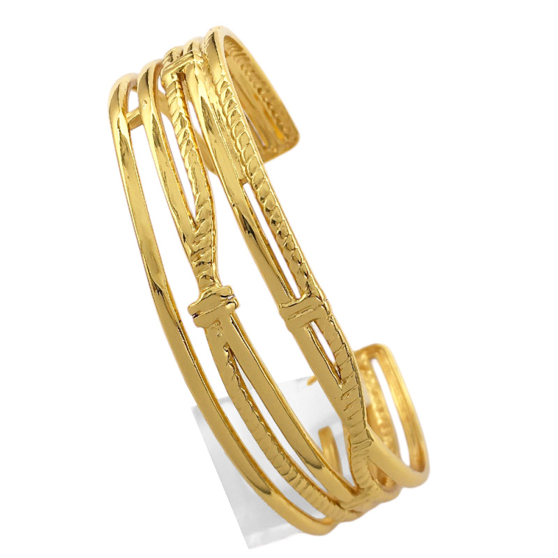 DORADO ESCLAVA CINCO LINEAS CRUZADAS ALGUNAS CON RELIEVE PULSERA