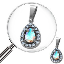 TORNASOLADO MINI GOTA CENTRO CUBIC TORNASOLADO Y CONTORNO STRASS DIJE