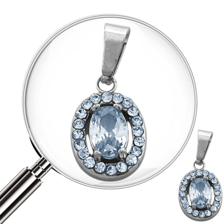 CRISTAL MINI OVALO CENTRO CUBIC CRISTAL Y CONTORNO STRASS DIJE