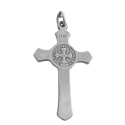 DENARIO 8MM C/ PIEDRA DE LA LUNA CRUZ  Y CENTRO DE LA VIRGEN (UNISEX)