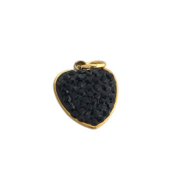 DORADO NEGRO CORAZON PURO DESTELLO 11MM C/ ARGOLLITA DIJE