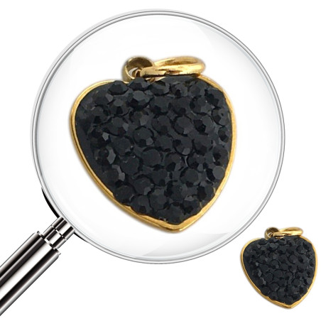 DORADO NEGRO CORAZON PURO DESTELLO 11MM C/ ARGOLLITA DIJE