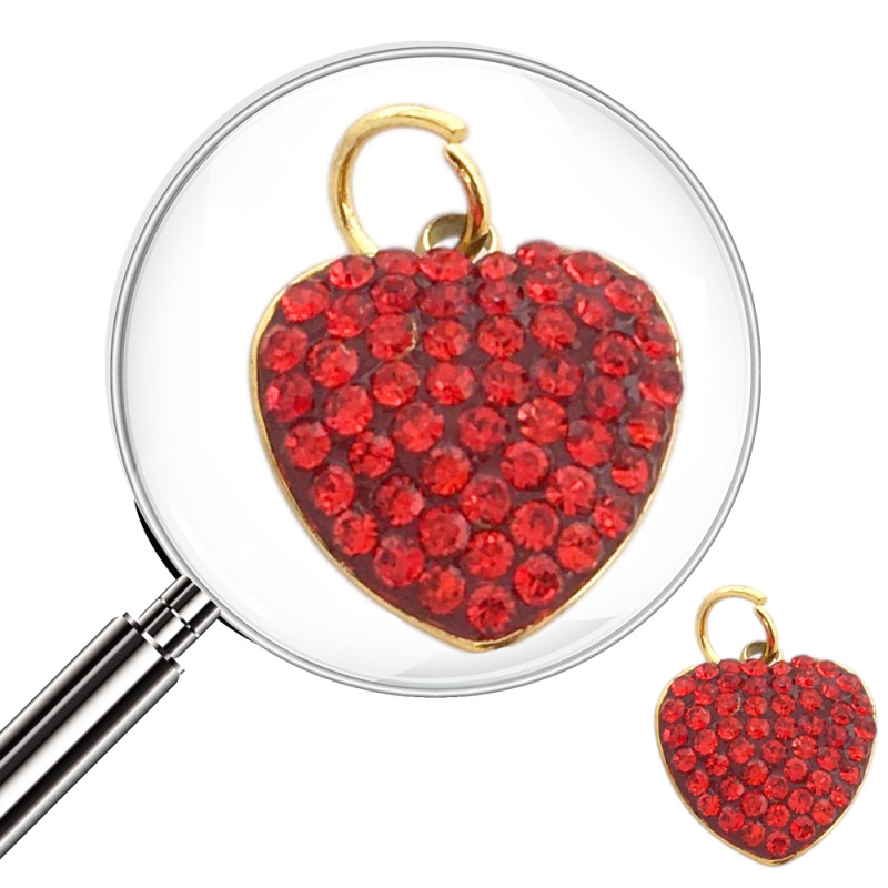 DORADO ROJO CORAZON PURO DESTELLO 11MM C/ ARGOLLITA DIJE