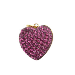 DORADO FUCSIA CORAZON PURO DESTELLO 13MM C/ ARGOLLITA DIJE