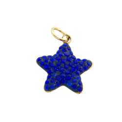 DORADO AZUL ESTRELLA PURO DESTELLO 13MM C/ ARGOLLITA DIJE