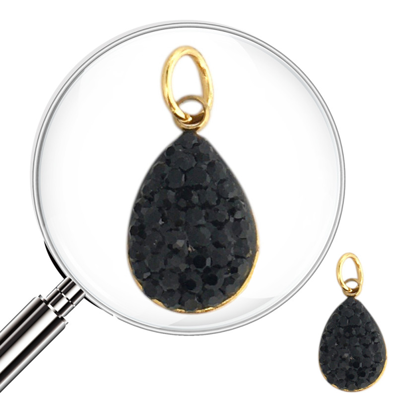 DORADO NEGRO GOTA PURO DESTELLO 8*11MM C/ ARGOLLITA DIJE