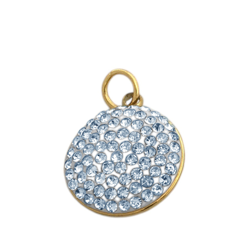 DORADO CRISTAL CIRCULO PURO DESTELLO 13MM C/ ARGOLLITA DIJE