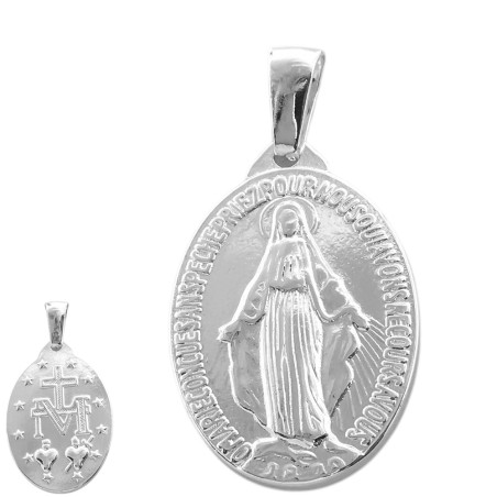 BLANCO MEDIANA 17*23MM VIRGEN MEDALLA MILAGROSA C/ RELIEVE OVALADA AMBAS CARAS DIJE