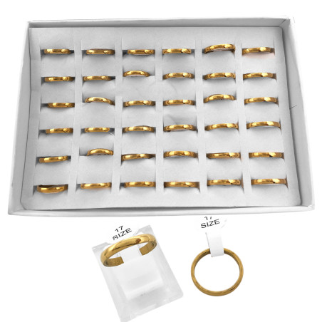 DORADO CAJA X36 ALIANZA 3MM ACERO ANILLO