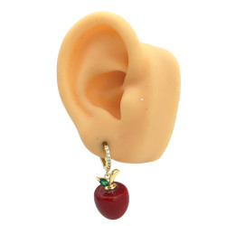 DORADO PAR CEREZA ARGOLLA C/ CUBIC TIPO BISAGRA 14MM ARO