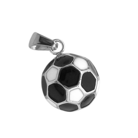BLANCO Y NEGRO PELOTA 3D MACIZA FUTBOL DIJE