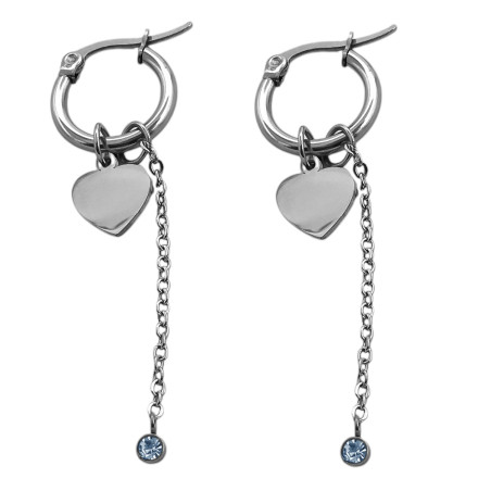 CORAZON LISO CADENA C/ CILINDRO STRASS EN ARGOLLA 14MM ARO