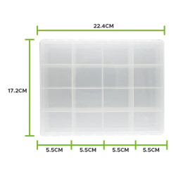 CAJA PLASTICA 23*18CM PROFUNDIDAD 4.5CM 16 DIVISIONES