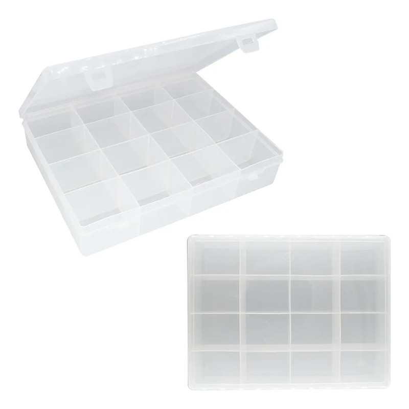 CAJA PLASTICA 23*18CM PROFUNDIDAD 4.5CM 16 DIVISIONES