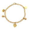 DORADO CADENA FORCE C/ CORAZONES LISOS Y BOLITAS 19CM PULSERA