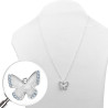BLANCO MARIPOSA CONTORNO C/ STRASS Y RESINA BLANCO PERLADO 45CM COLLAR