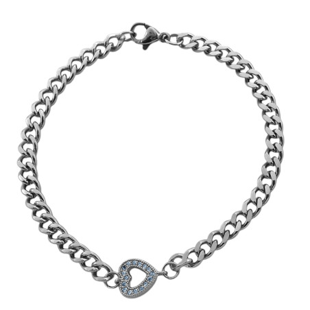 GROUMET ESPEJADA C/ CORAZON CALADO CONTORNO C/ STRASS 19CM PULSERA