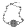 C/ BOLITAS DIJE SAN BENITO LASER CIRCULAR DOS CORAZONES CALADOS 17+6CM PULSERA