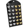 BLISTER X12 PARES PLATEADO Y DORADO CORAZON ARRUGADO Y BOMBEARO