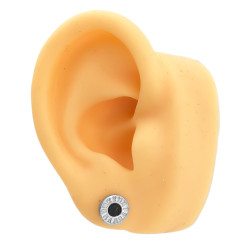 BLISTER X12 PARES VARIOS TAMAÑOS (7-9-11MM) CICULAR CENTRO NEGRO CONTORNO NUMEROS ROMANOS ARO